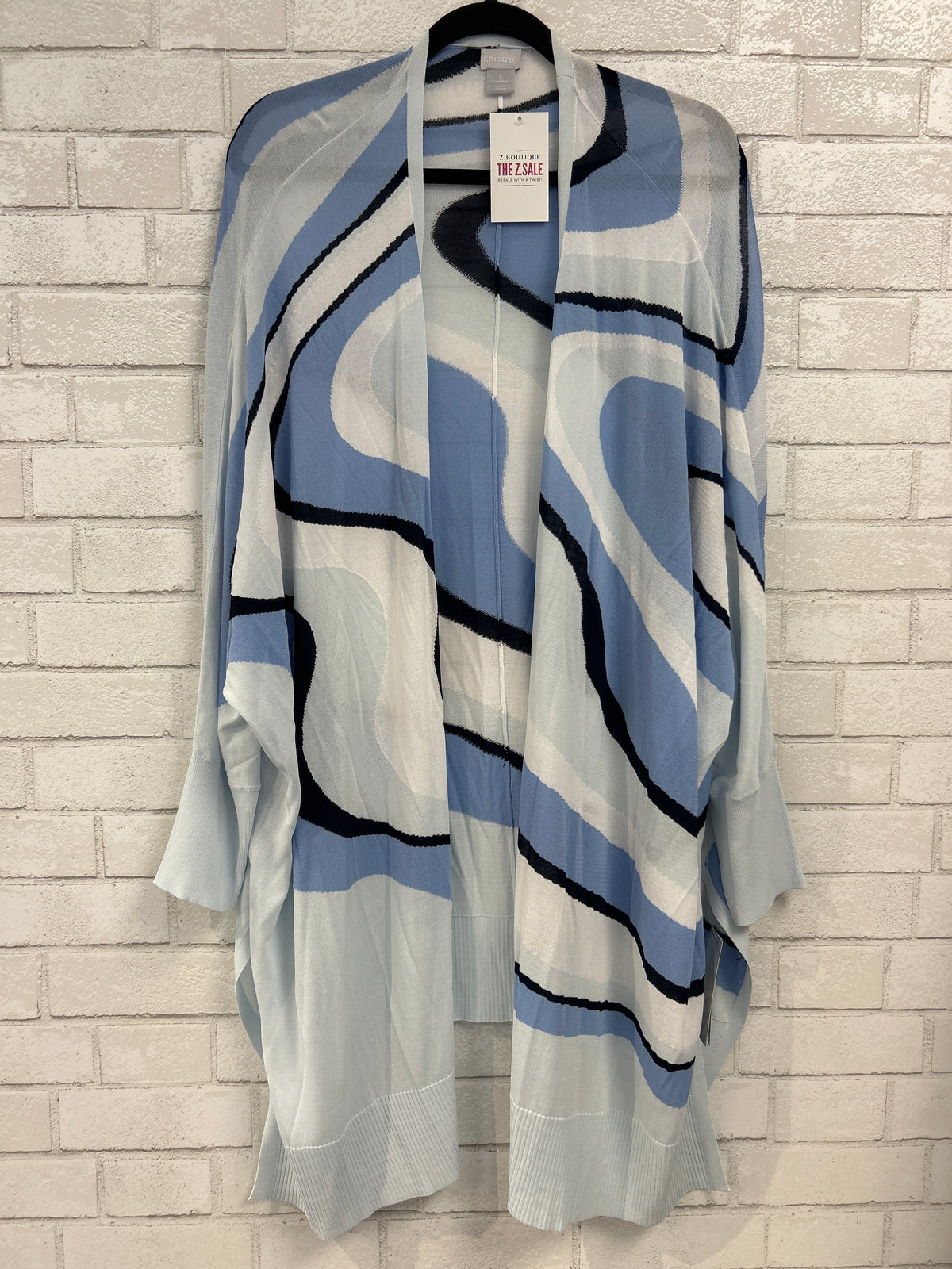 Blue/Blk/White Swirl Light Cardigan - Chicos