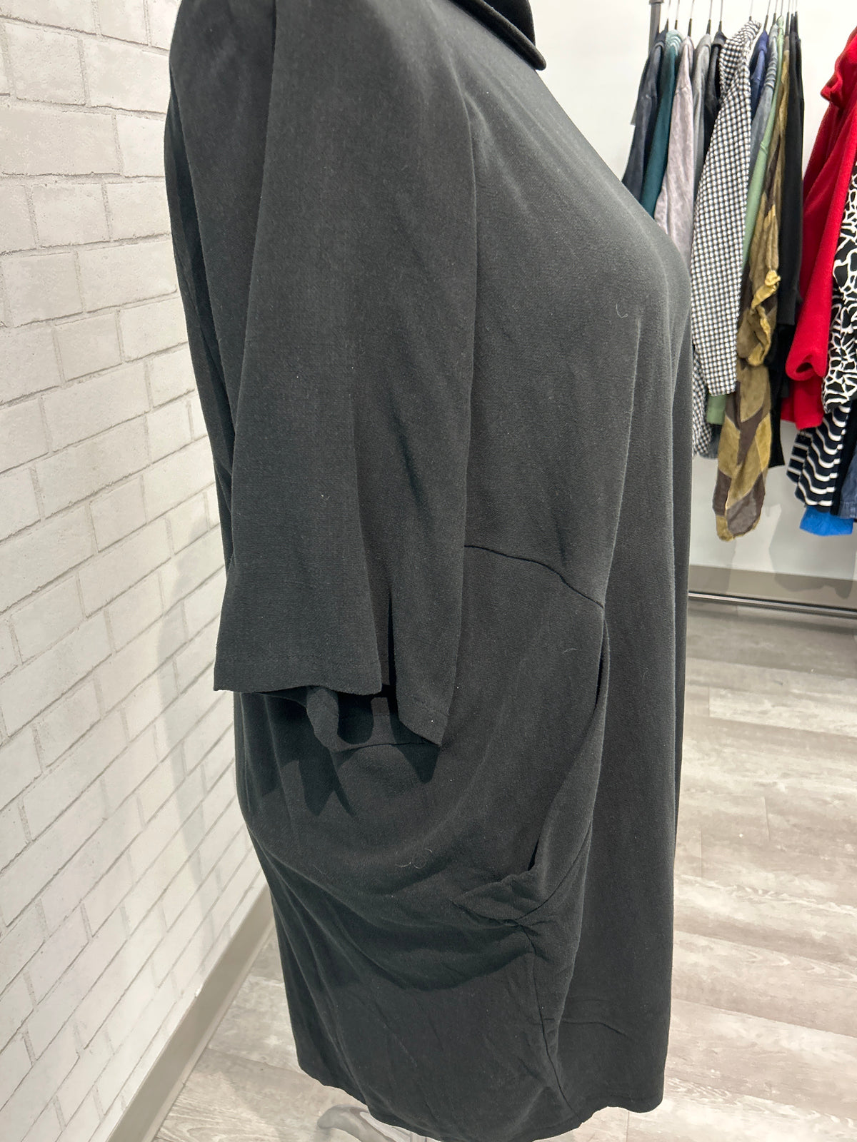 Black Button Back Tunic/Dress - Sydney