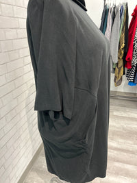 Black Button Back Tunic/Dress - Sydney