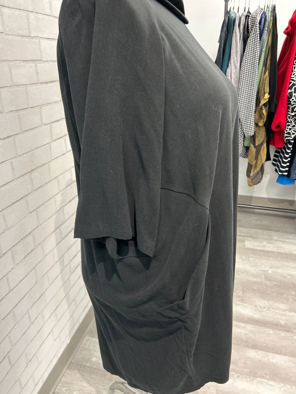 Black Button Back Tunic/Dress - Sydney