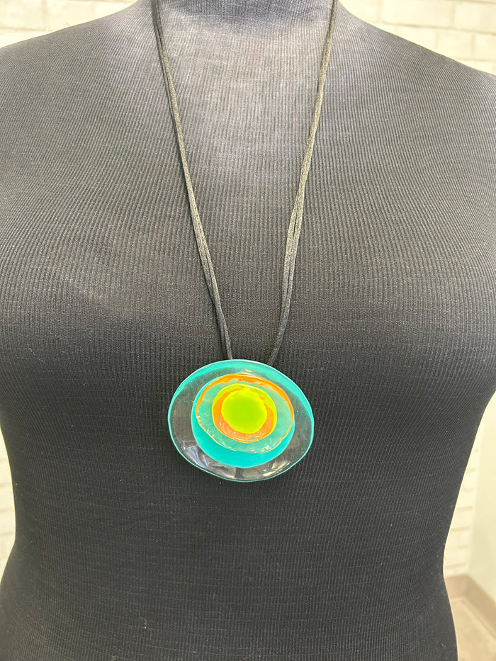 Teal/Orange/Lime Disc Pendant