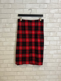 Red/Black Plaid Midi Skirt - J.Jill