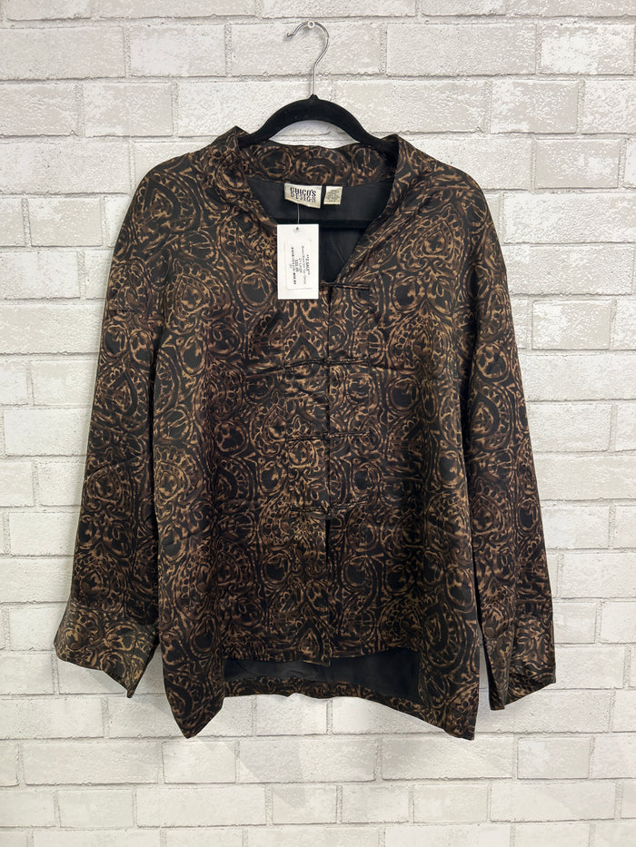 Brown/Black Silk Top - Chicos