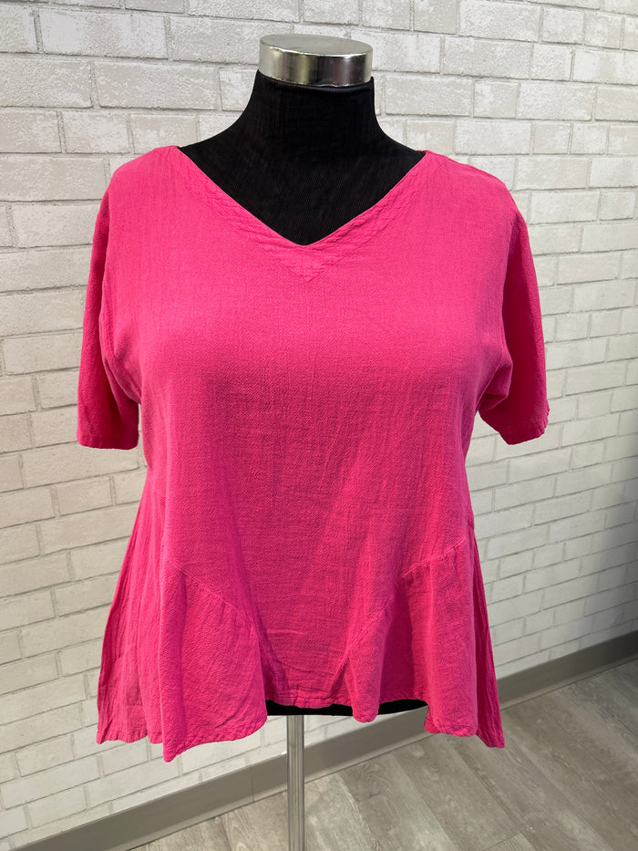Pink Gauze V-Neck - Oh My Gauze!