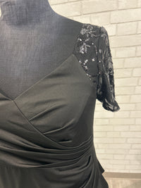 Black Sequin Sleeve Formal Dress