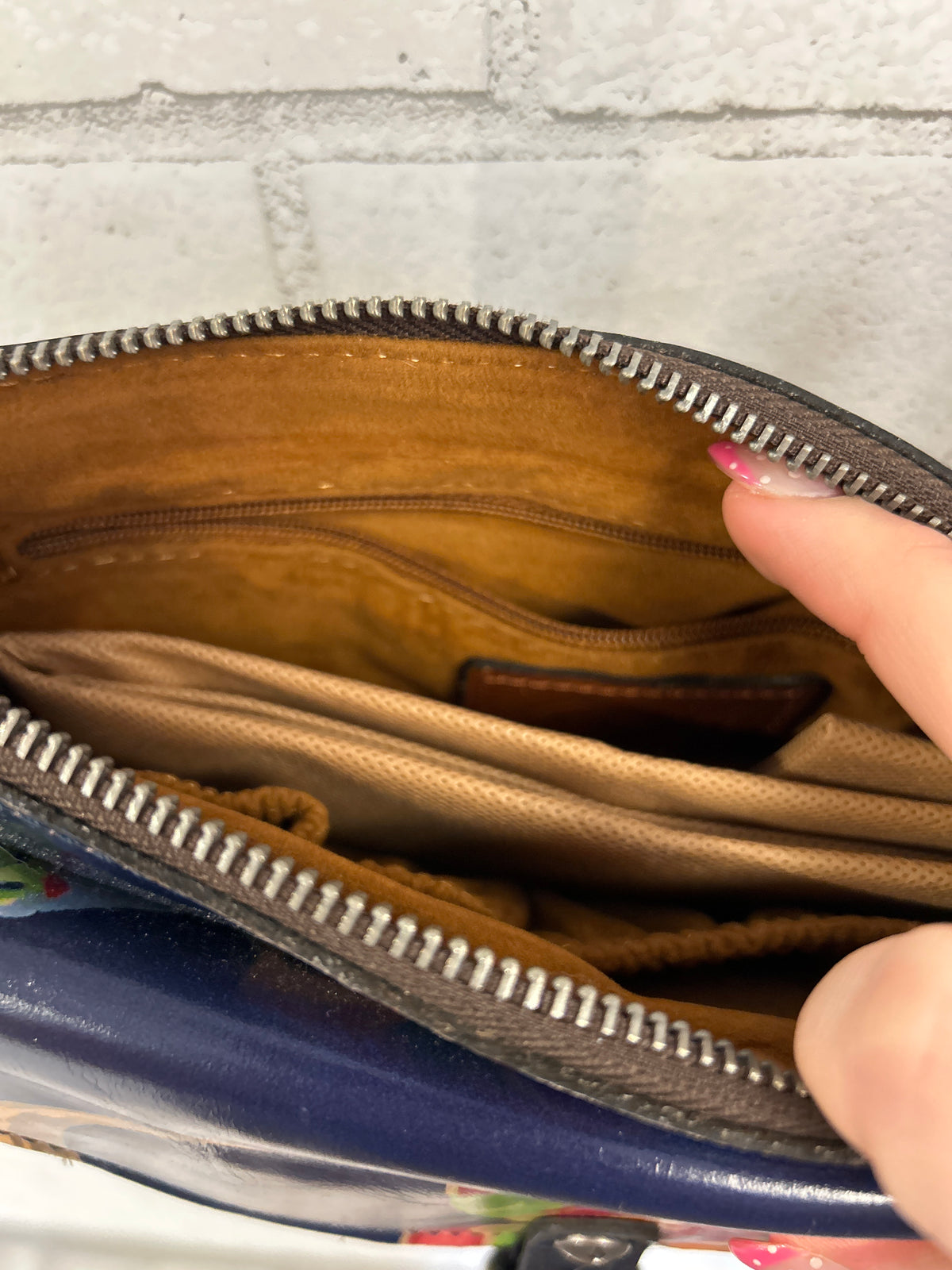 Navy Floral Leather Purse - Patricia Nash