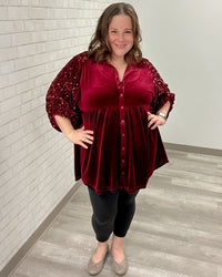 Wine Wonderland Velvet & Sequin Tunic