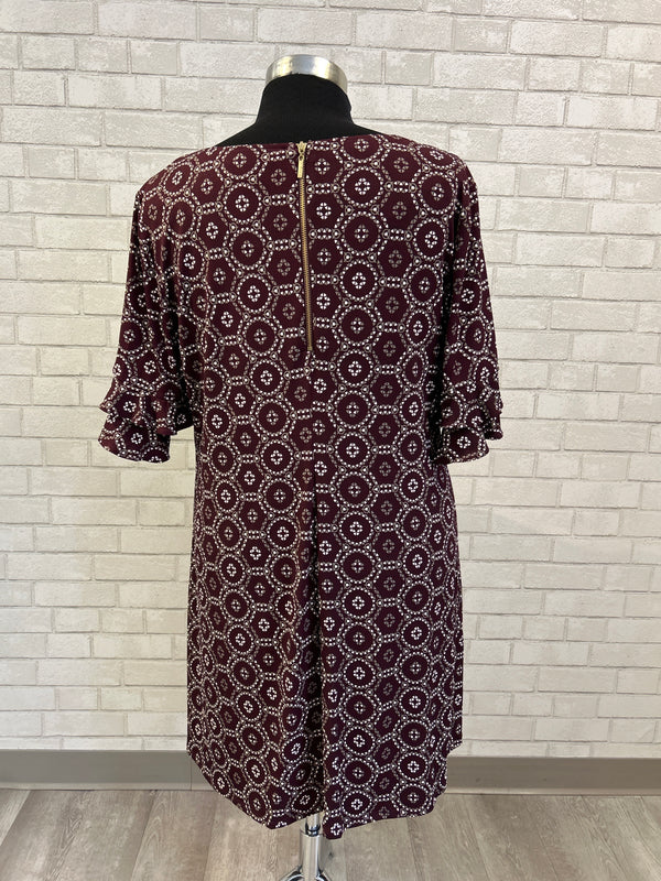 Burgundy Circle Print Dress - Perceptions