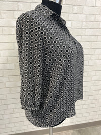 Black/White Geo Print Blouse - Rose & Olive