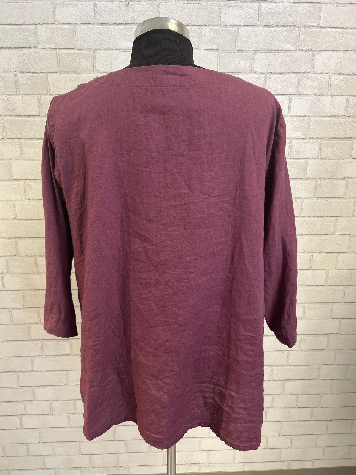Eggplant Linen Top - Flax
