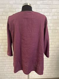 Eggplant Linen Top - Flax