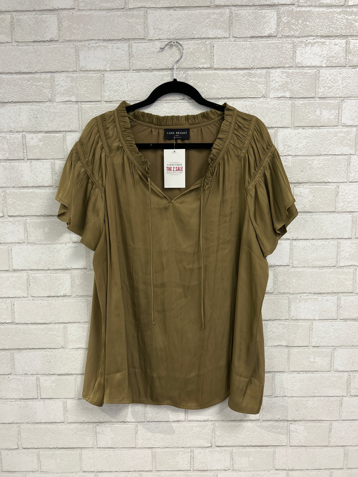 Olive Satin Blouse - Lane Bryant