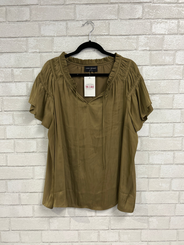 Olive Satin Blouse - Lane Bryant