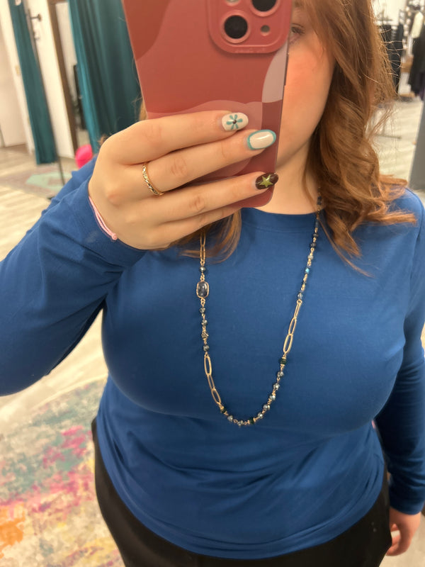 Navy/Gold Long Necklace