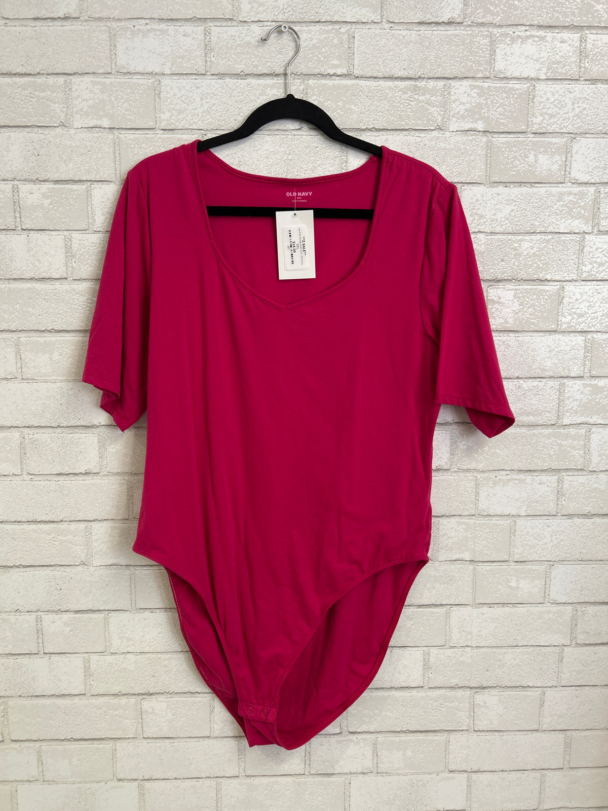 Hot Pink Plunge Body Suit - Old Navy