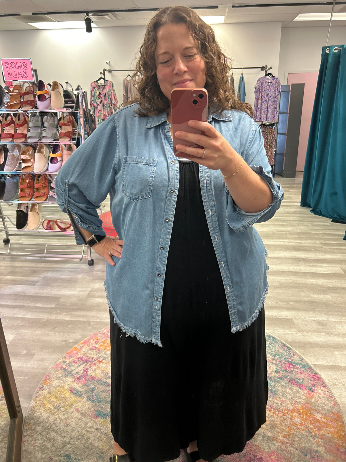 Frayed Hem Denim Shirt