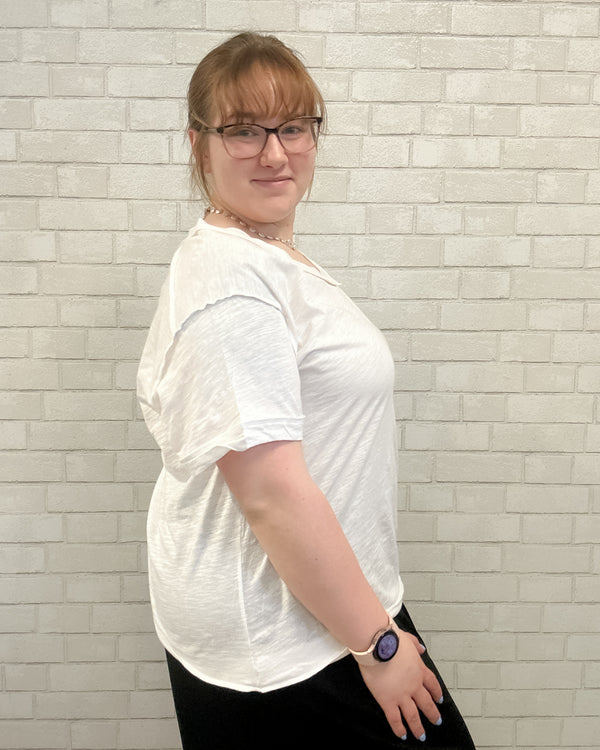 V-Neck Cotton Tee | Ivory