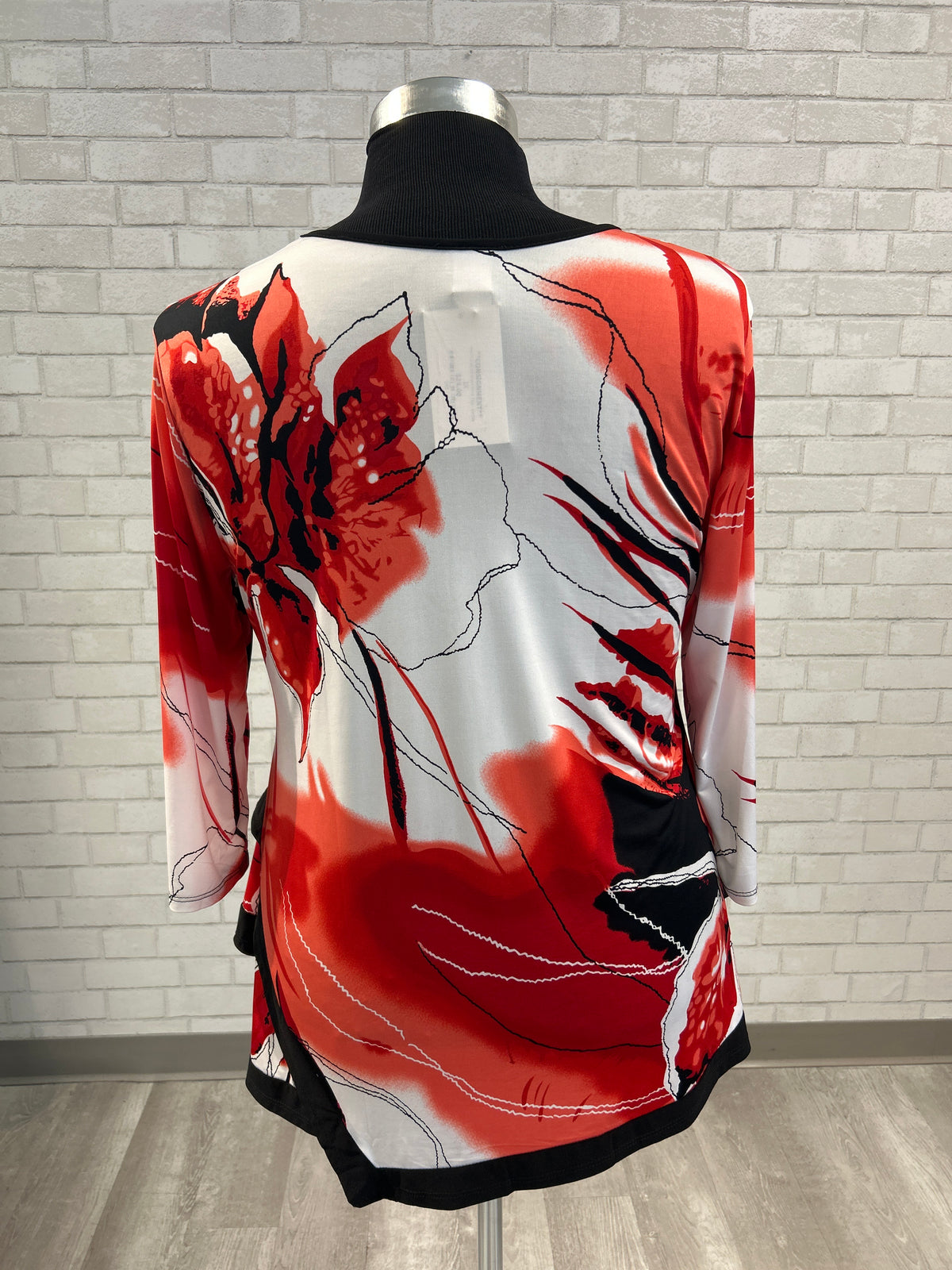 Red/Coral Abstract Print Top - Caribe
