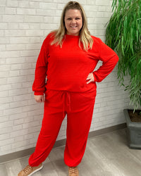 Crinkly Check Loungewear Set | Red