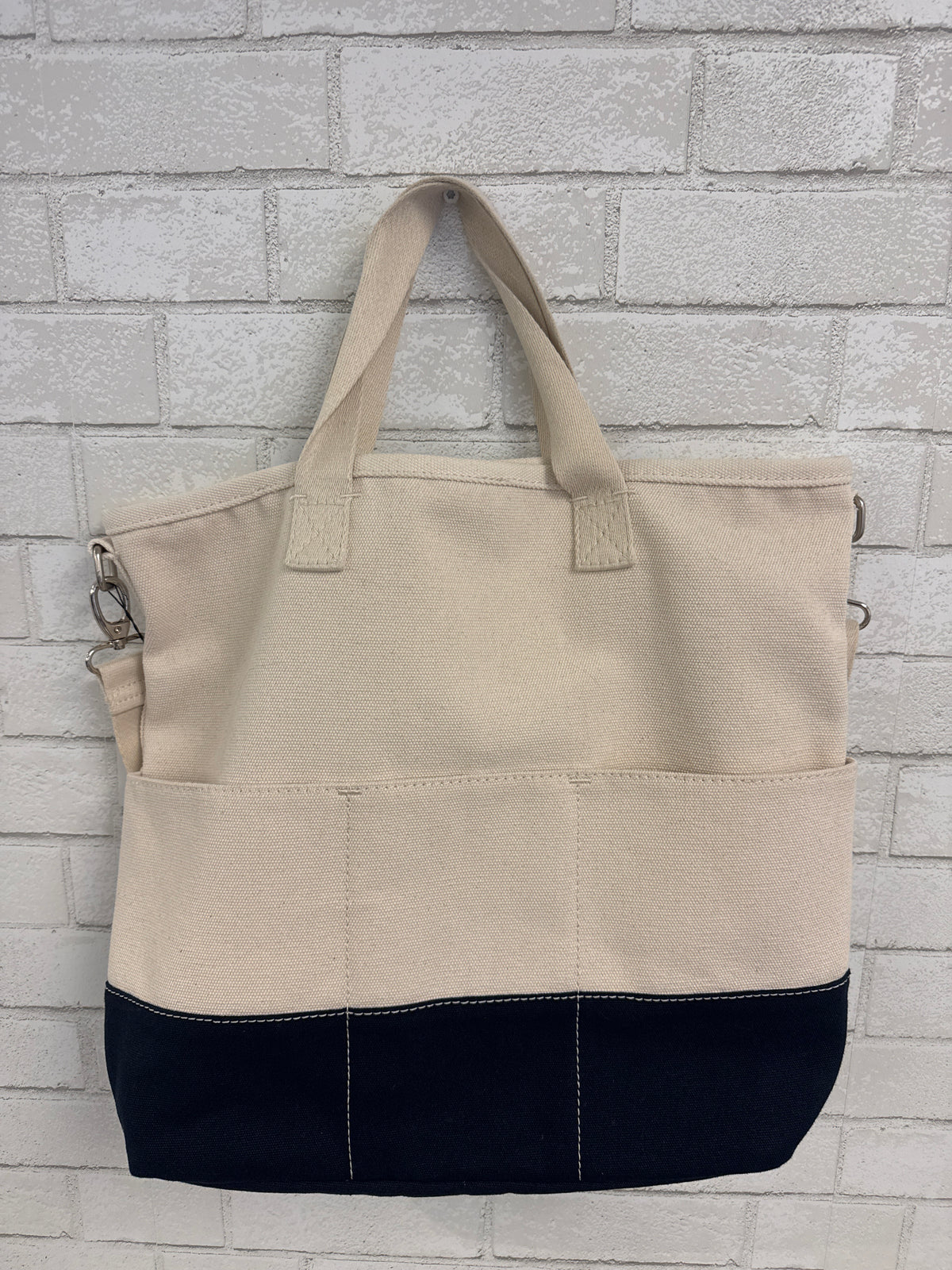 Navy/Oat Beach Bag - Lands End