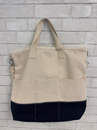 Navy/Oat Beach Bag - Lands End