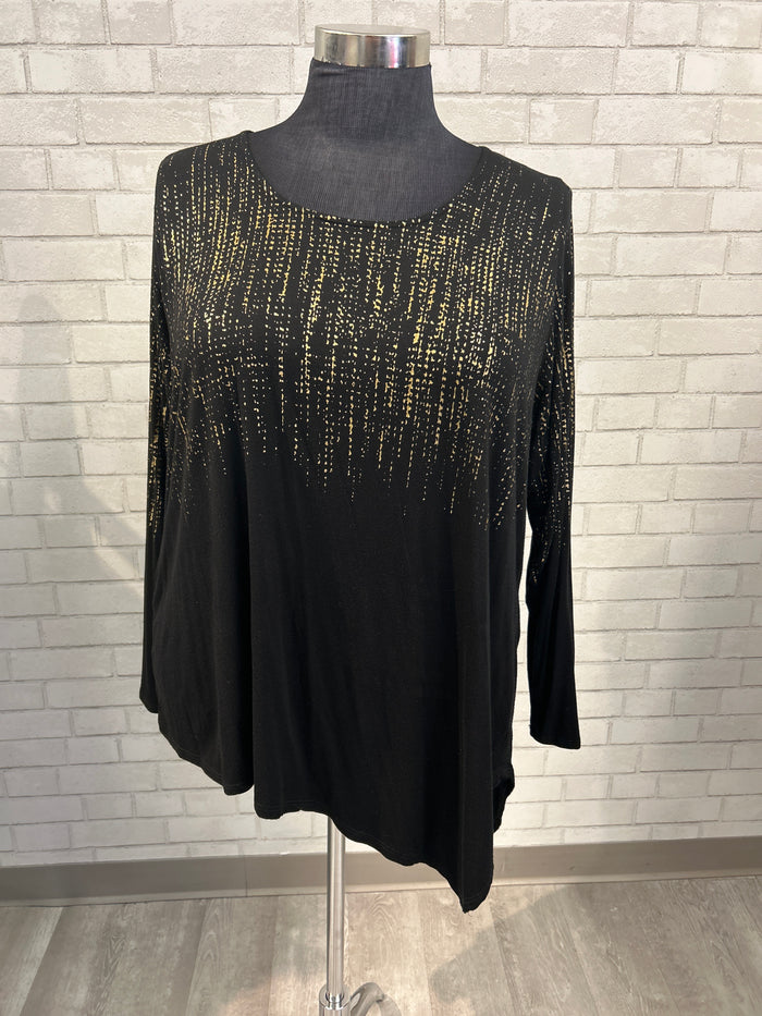 Black & Gold Printed Top - Karen Kane