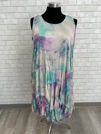 Teal/Purple Tie Dye Dress - Reina Lee