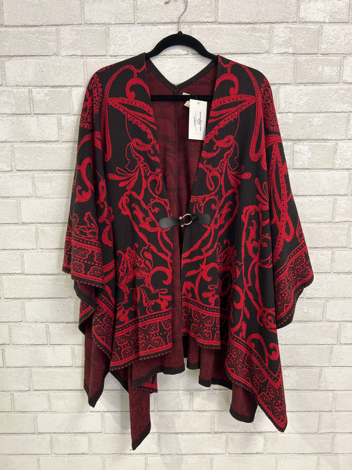 Red & Black Paisley Buckle Cardigan - Dana Buchman