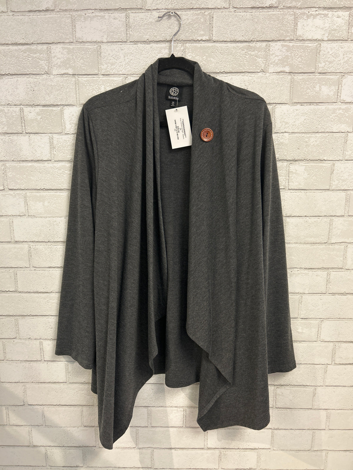 Grey 1 Button Cardigan - Bobeau