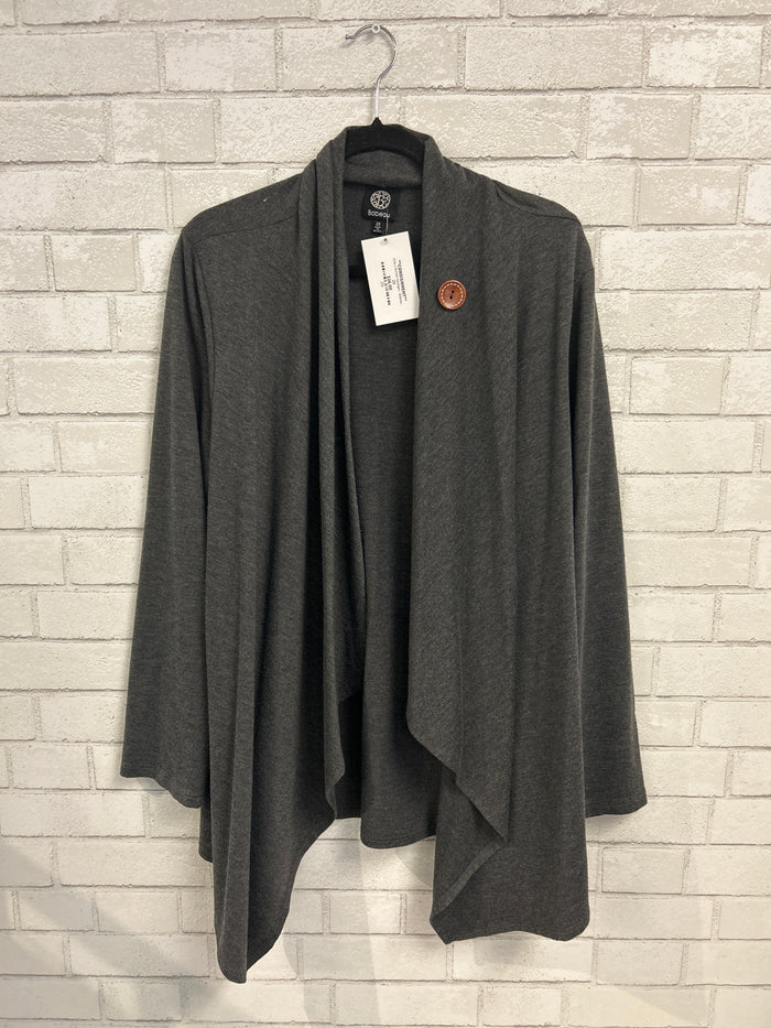 Grey 1 Button Cardigan - Bobeau