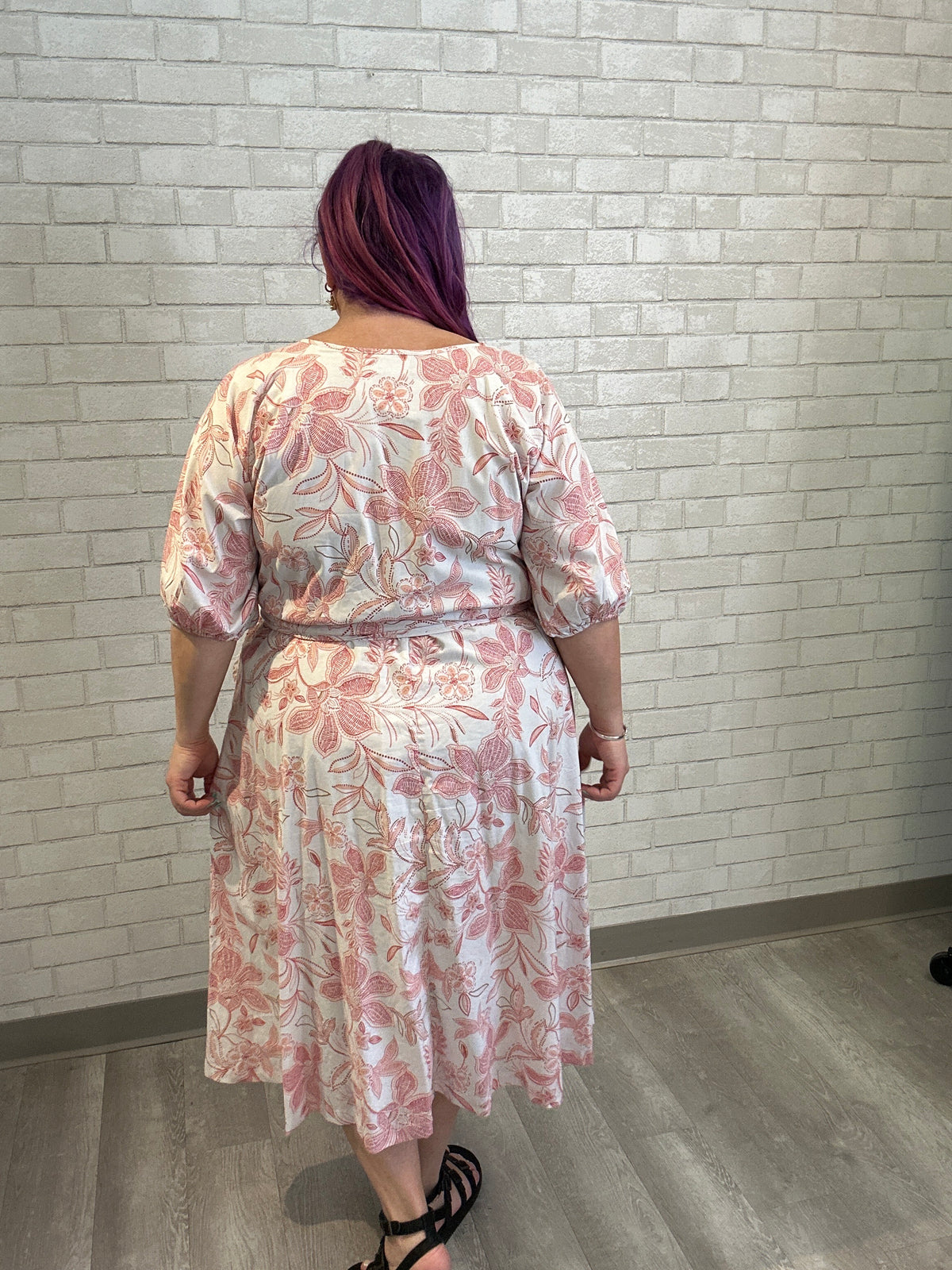 White/Coral Floral Poplin Wrap Dress - Somersalt