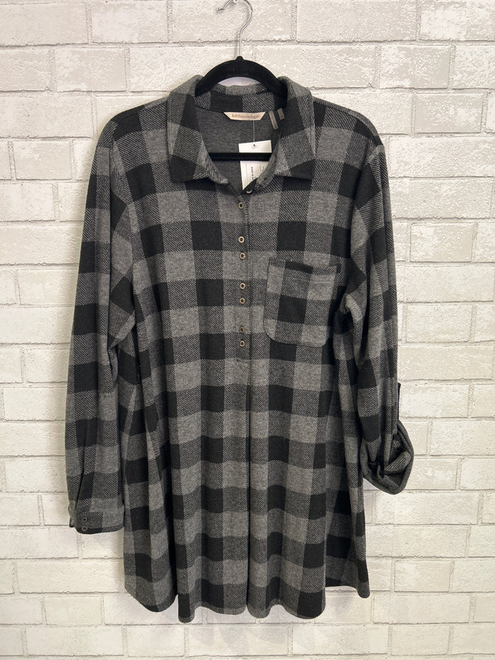 Grey/Black Plaid Button Up - Soft Surroundings