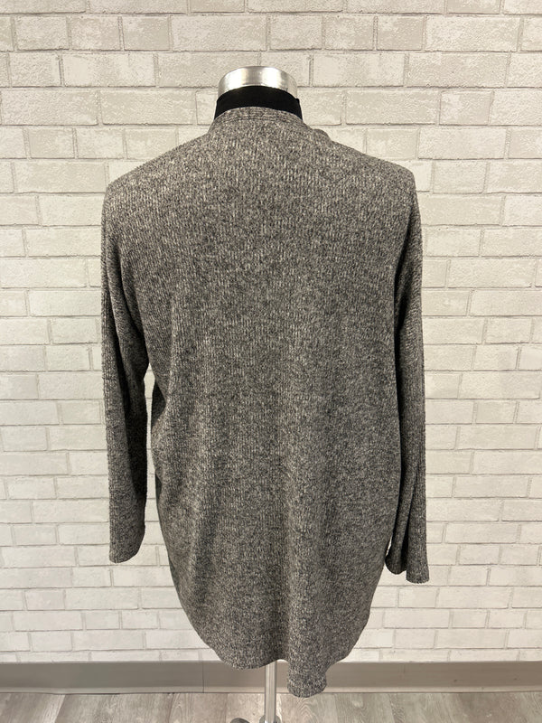 Grey Ribbed Cardigan - Cozy Co