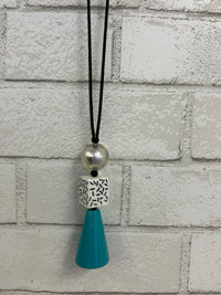 Teal & White Geometric Necklace