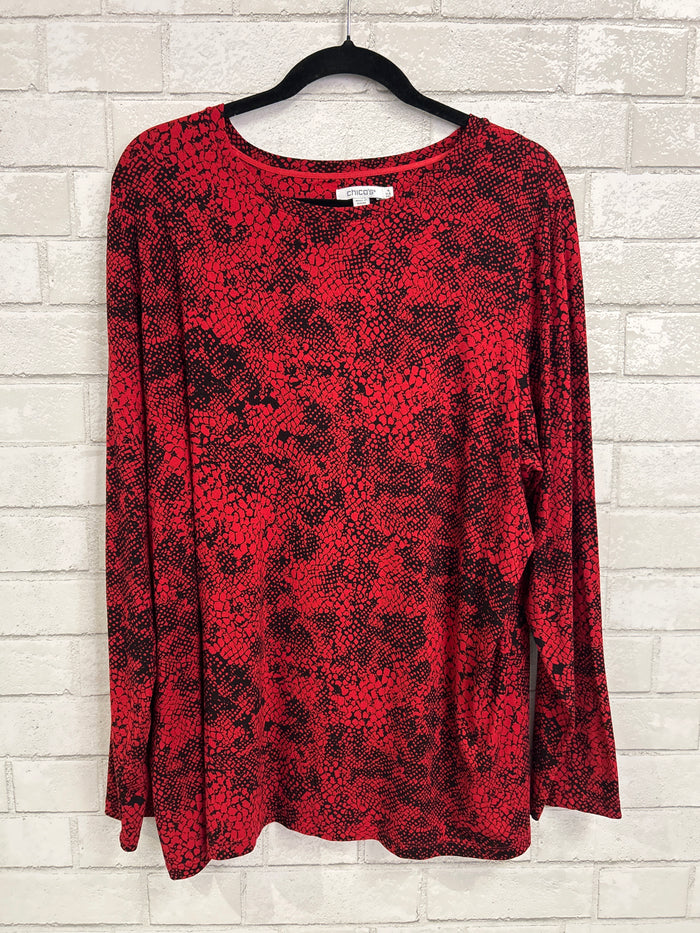 Red/Blk Snake Print Top - Chicos