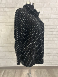 Black/White Dot Fleece Jacket - Woman Within
