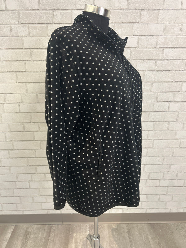 Black/White Dot Fleece Jacket - Woman Within