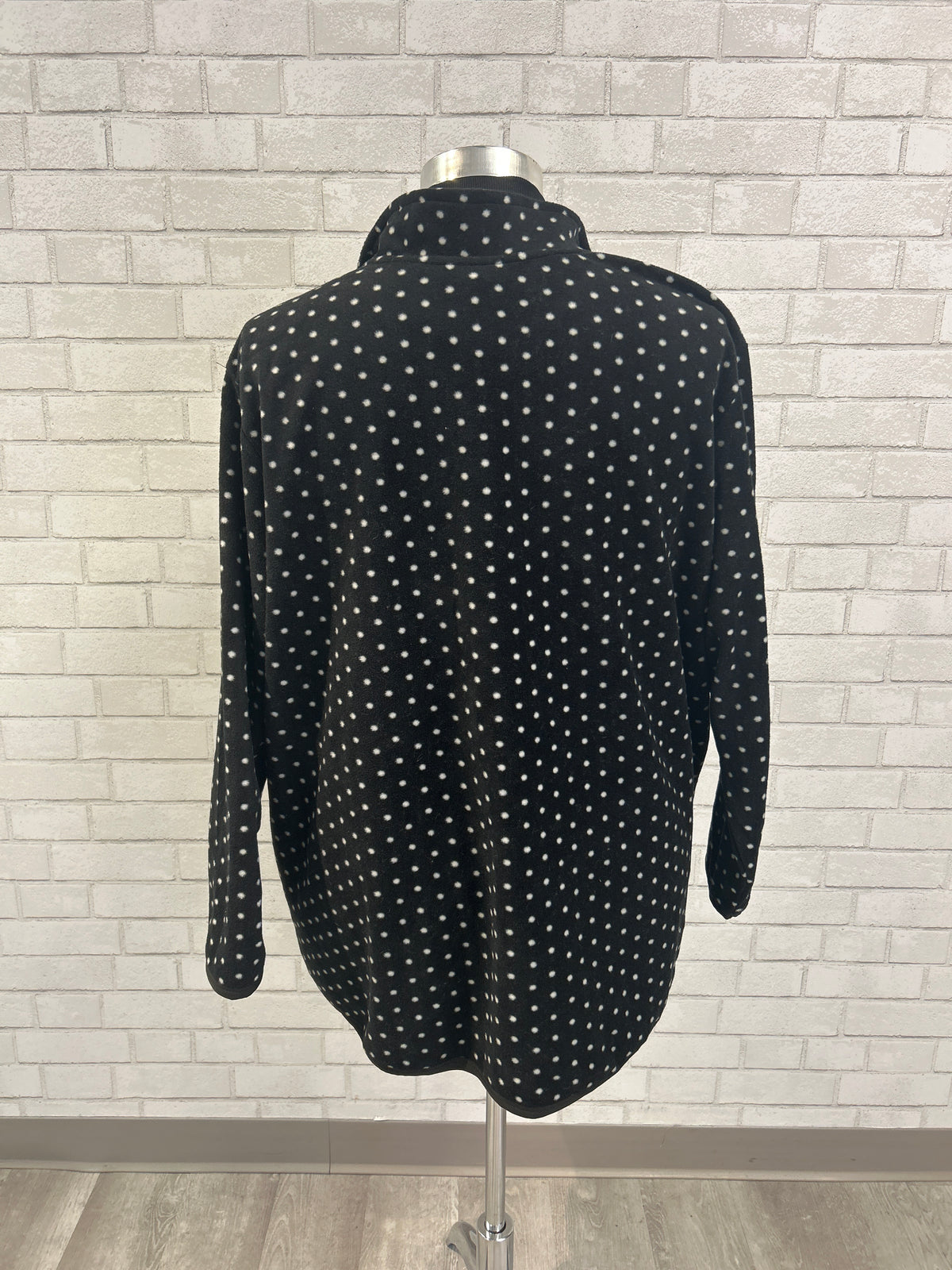 Black/White Dot Fleece Jacket - Woman Within