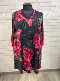 Grey Pink Floral Dress - Dear Scarlett