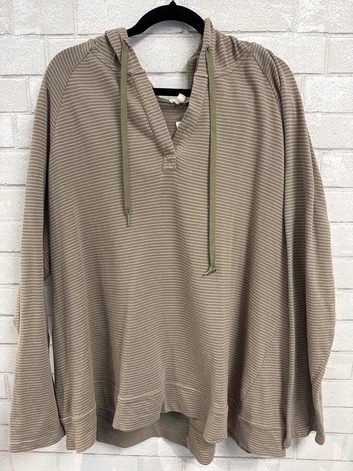 Olive/Pink Stripe Hoodie - Cotton Bleu