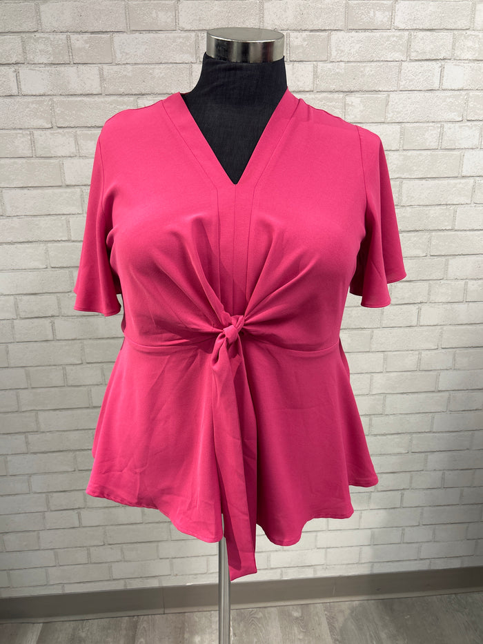 Pink Tie Front Blouse - Grace Karin