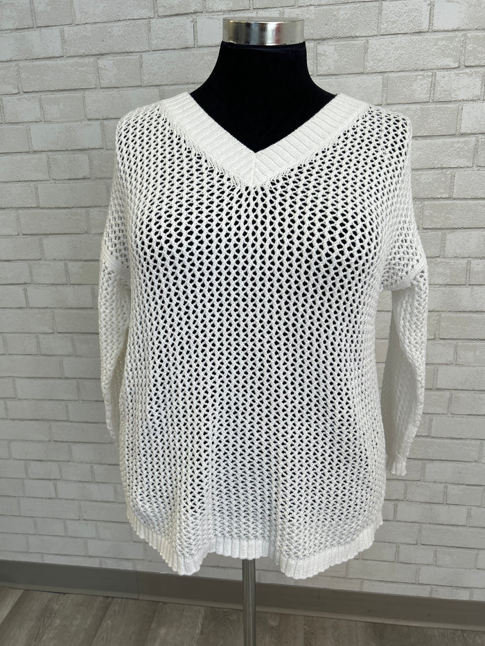 White Open Weave Sweater - Talbots (NWT)