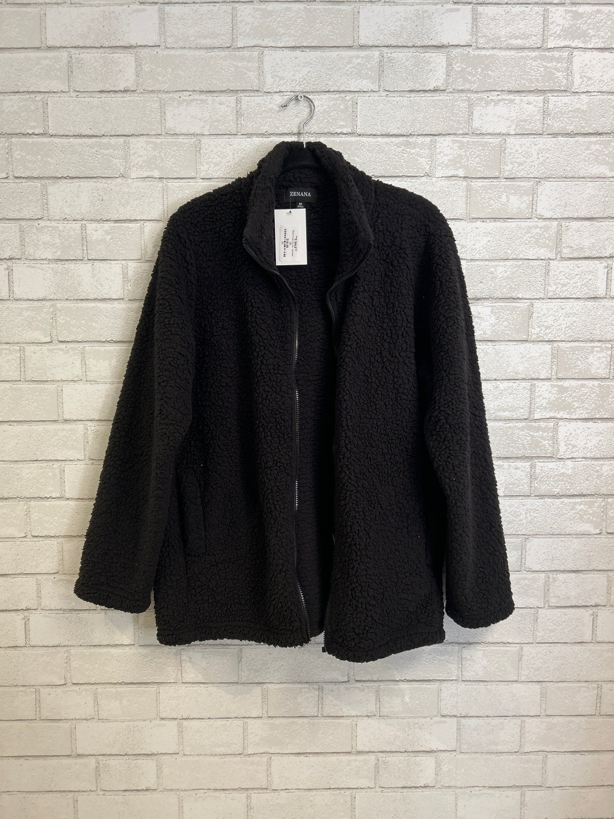 Black Cozy Zip Up - Zenana