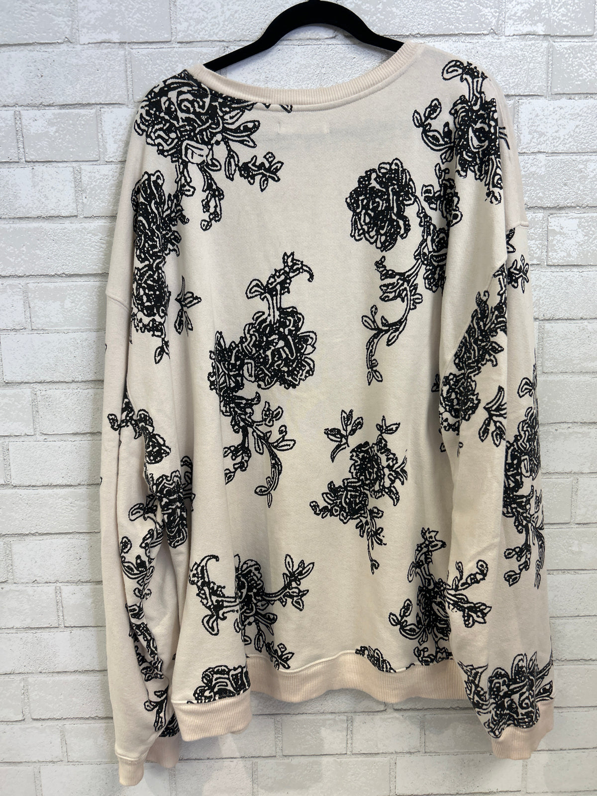 Cream/Black Floral Sweatshirt - Free People