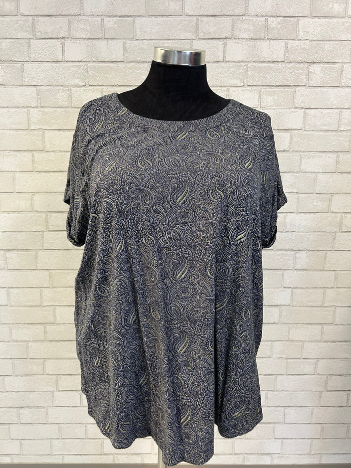 Blue/Green/Purple Paisley Top - J.Jill Fit