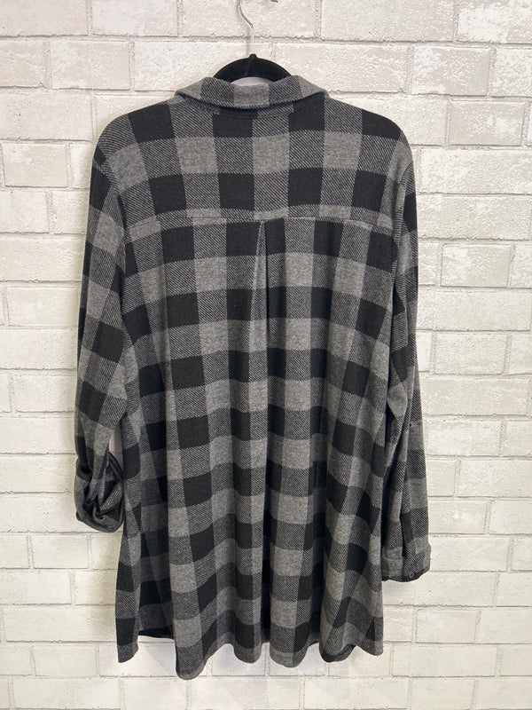 Grey/Black Plaid Button Up - Soft Surroundings