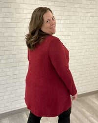 Soft Brushed Wrap Front Cardigan | Burgundy