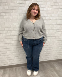 Mid Rise 90's Straight Front Patch Double Pocket Jeans