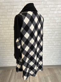 Black/White Plaid Cowl Tunic - Emerald