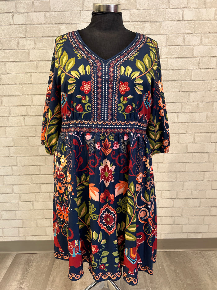 Navy Floral Dress - Bloomchic (NWT)